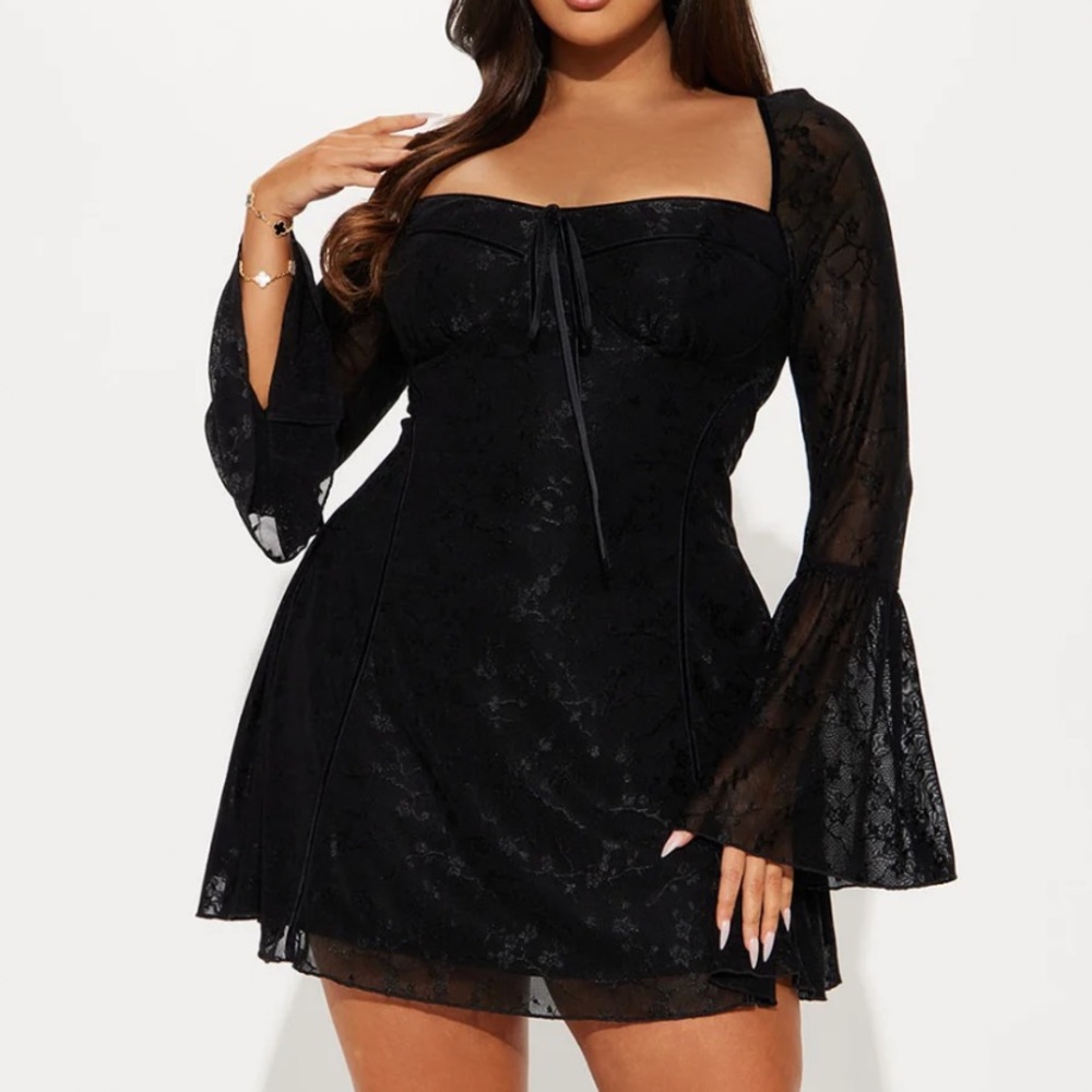 Beautiful Chaos Floral Lace Mini Dress - Black